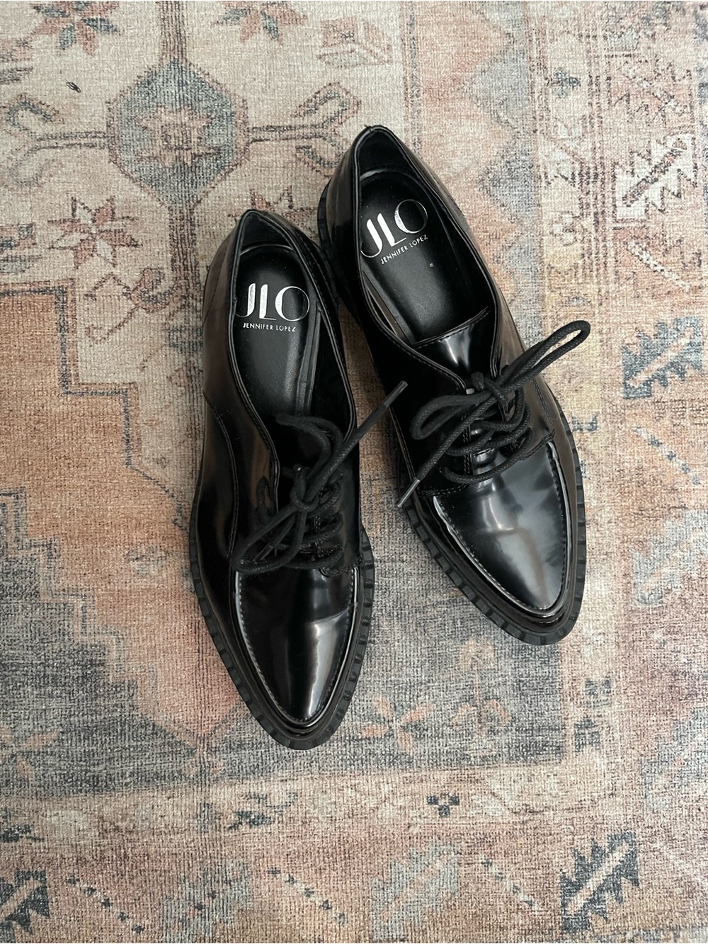 JLO by Jennifer Lopez Eline Black Lace-Up Derby Oxfords